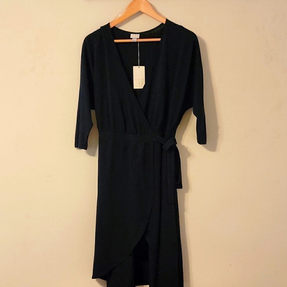 A New Day Black Wrap Dress Women's Size Small - Picture 2 of 7